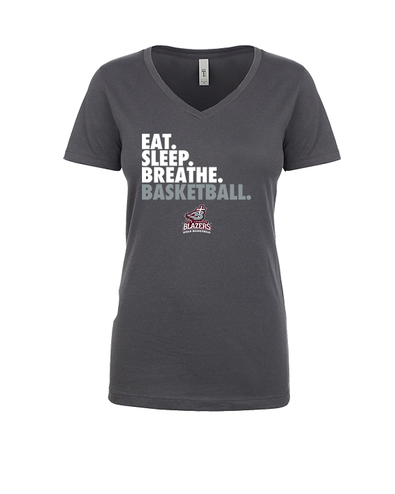 N.E.W. Lutheran HS Girls Basketball Eat Sleep Breathe - Womens Vneck