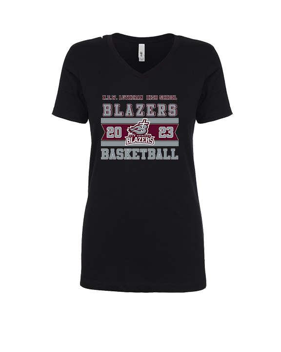 N.E.W. Lutheran HS Girls Basketball Stamp - Womens Vneck