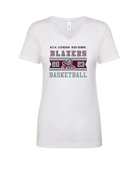 N.E.W. Lutheran HS Girls Basketball Stamp - Womens Vneck