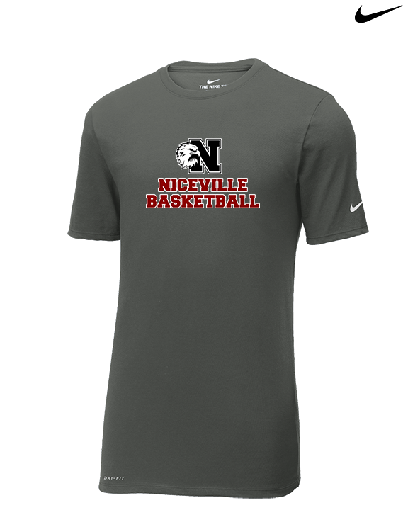 Niceville HS Boys Basketball With Logo - Mens Nike Cotton Poly Tee