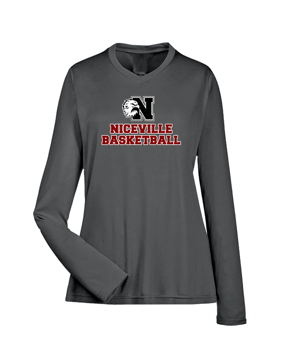 Niceville HS Boys Basketball With Logo - Womens Performance Longsleeve