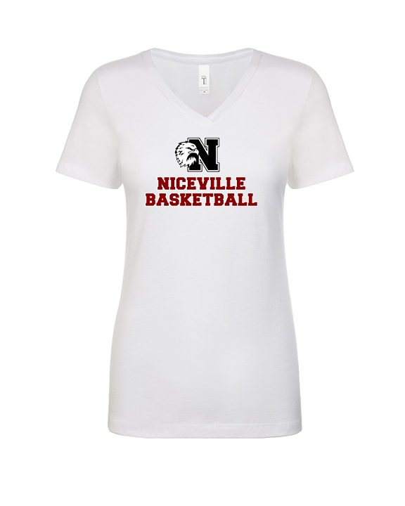 Niceville HS Boys Basketball With Logo - Womens V-Neck