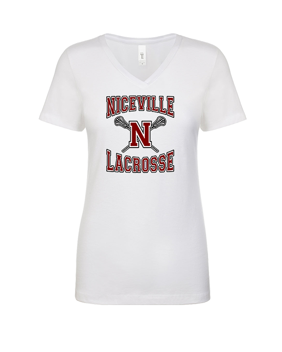 Niceville HS Boys Lacrosse Main Logo - Womens V-Neck