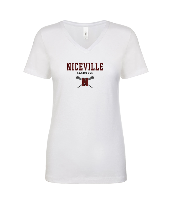 Niceville HS Girls Lacrosse Block - Womens V-Neck