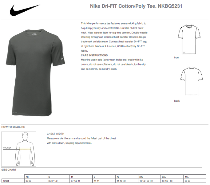 Sumner Academy Softball Cut - Nike Cotton Poly Dri-Fit