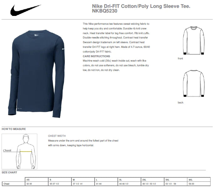 Orange Lutheran HS Softball Main Logo - Nike Dri-Fit Poly Long Sleeve