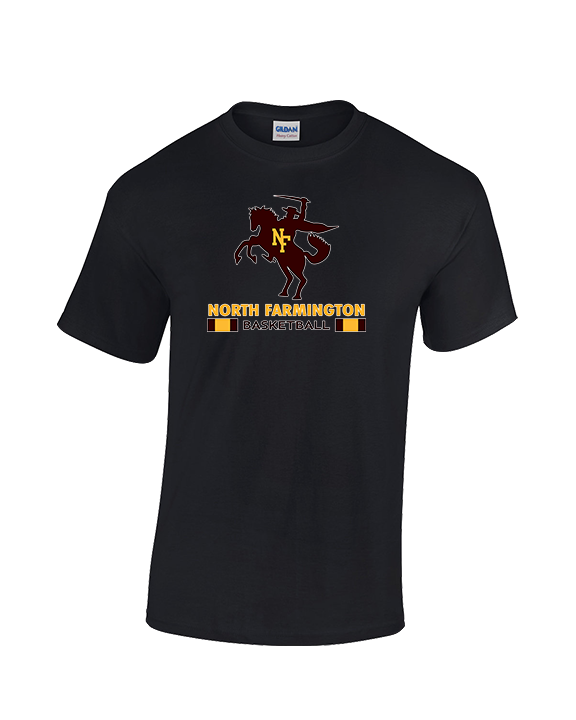 North Farmington HS Basketball Stacked - Cotton T-Shirt