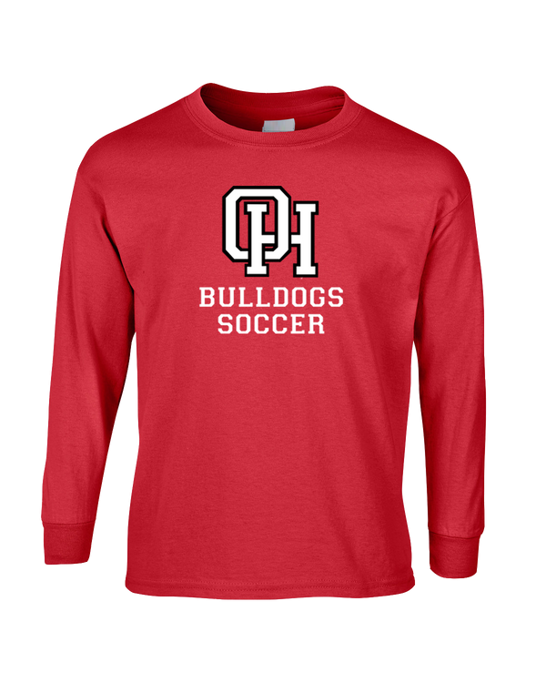 Oak Hills HS Soccer Emblem Red - Mens Cotton Long Sleeve