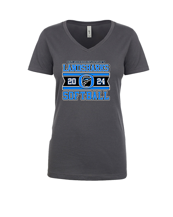 Oceanside Collegiate Academy Softball Stamp - Womens V-Neck