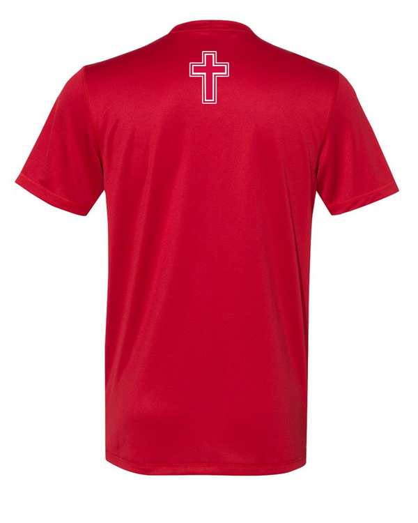 Orange Lutheran HS Softball Double Shield Logo - Adidas Men's Performance Shirt