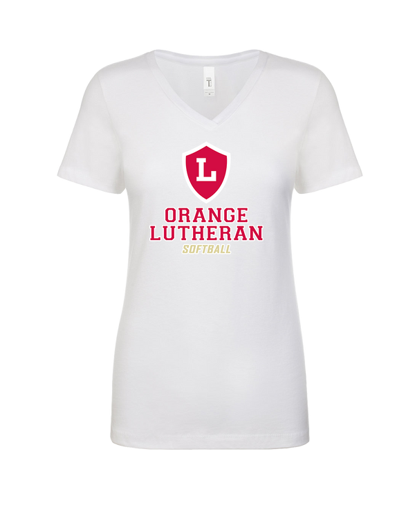 Orange Lutheran HS Softball Double Shield - Womens V-Neck