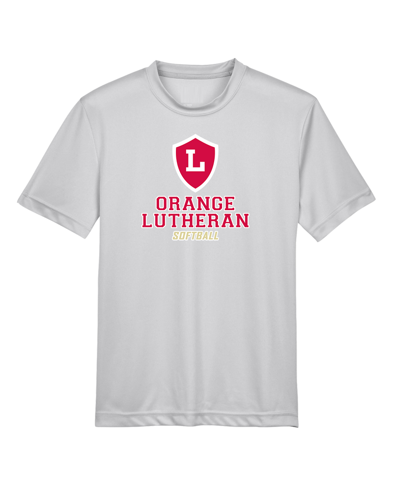 Orange Lutheran HS Softball Double Shield - Youth Performance T-Shirt