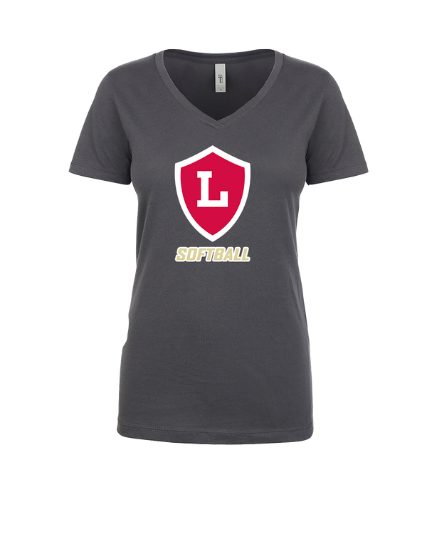 Orange Lutheran HS Softball Double Shield Logo - Womens V-Neck