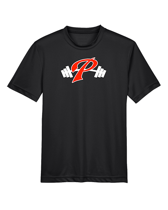 Palomar College Football P With Barbell Black Stroke - Youth Performance Shirt