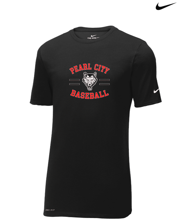 Pearl City HS Baseball Curve - Mens Nike Cotton Poly Tee