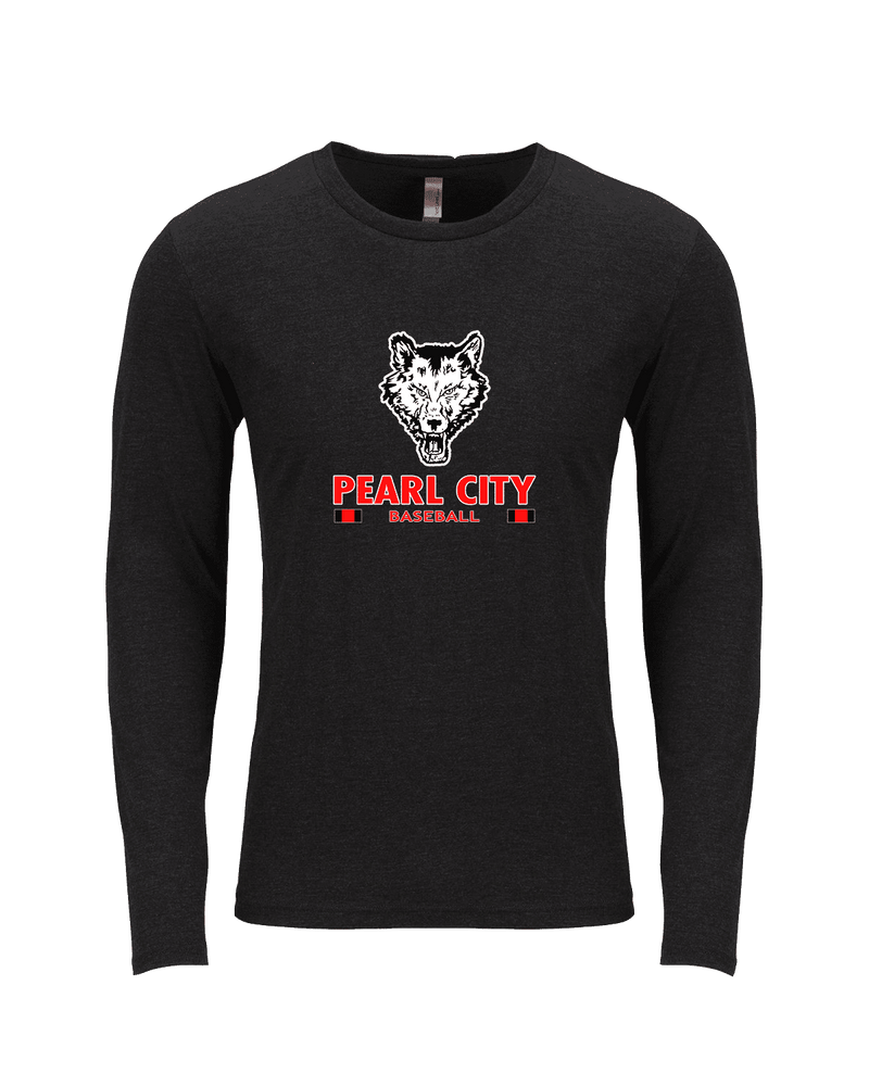 Pearl City HS Baseball Stacked - Tri-Blend Long Sleeve