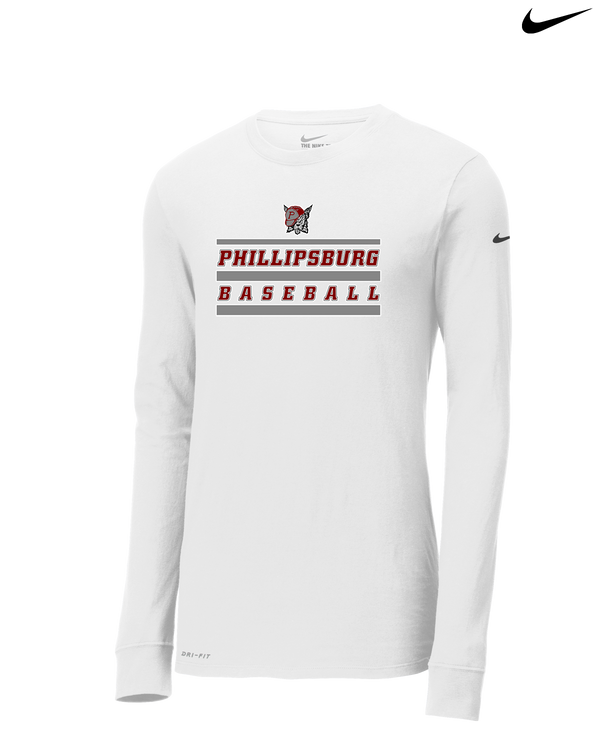 Phillipsburg HS Baseball Logo 2 - Nike Dri-Fit Poly Long Sleeve