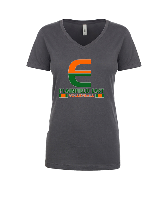 Plainfield East HS Boys Volleyball Stacked - Womens Vneck