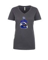 Portageville HS Football Full Helmet - Womens V-Neck