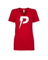 PowerBat Baseball Main Logo 1 Red - Womens V-Neck