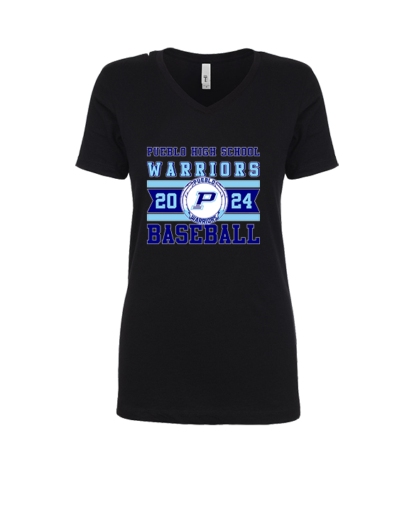 Pueblo Athletic Booster Baseball Stamp - Womens Vneck