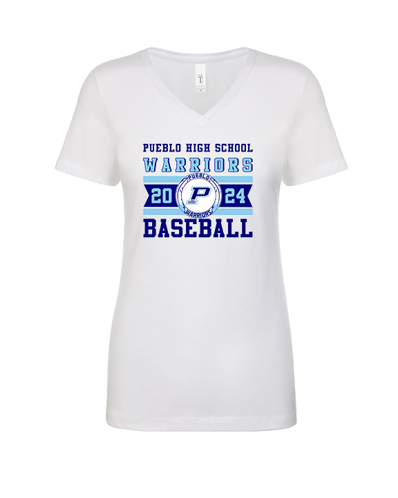 Pueblo Athletic Booster Baseball Stamp - Womens Vneck