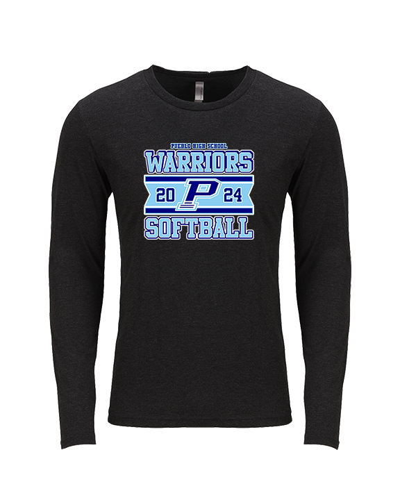 Pueblo Athletic Booster Softball Stamp - Tri-Blend Long Sleeve