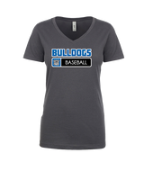 Ramona HS Baseball Pennant Bulldog Logo - Womens Vneck