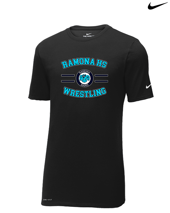 Ramona HS Wrestling Curve - Mens Nike Cotton Poly Tee