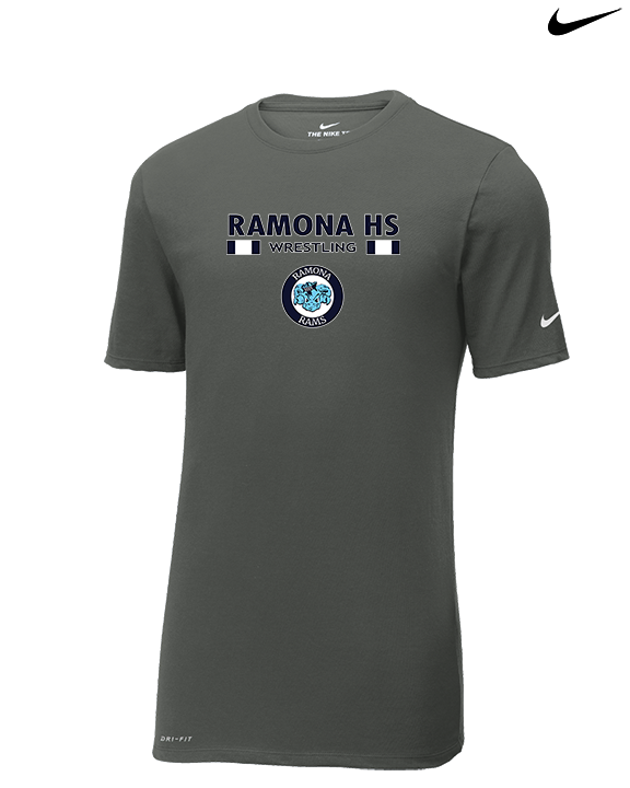 Ramona HS Wrestling Stacked - Mens Nike Cotton Poly Tee
