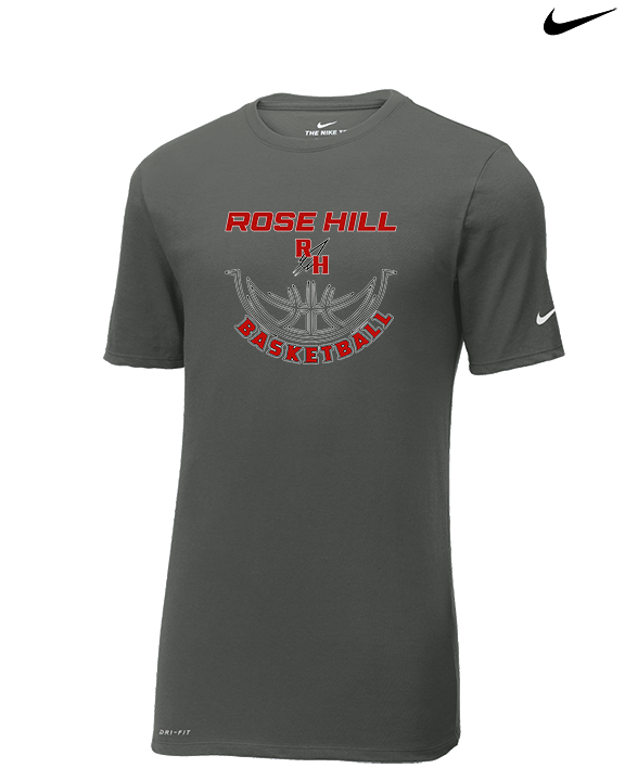 Rose Hill HS Boys Basketball Outline - Mens Nike Cotton Poly Tee
