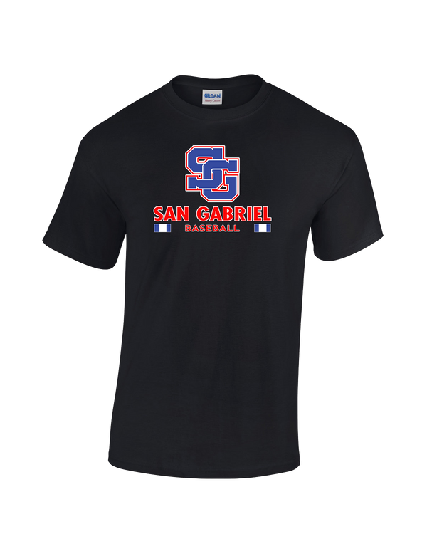 San Gabriel HS Baseball Stacked - Cotton T-Shirt