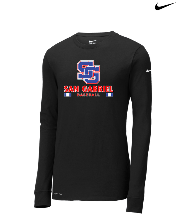 San Gabriel HS Baseball Stacked - Nike Dri-Fit Poly Long Sleeve
