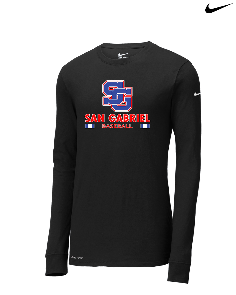 San Gabriel HS Baseball Stacked - Nike Dri-Fit Poly Long Sleeve