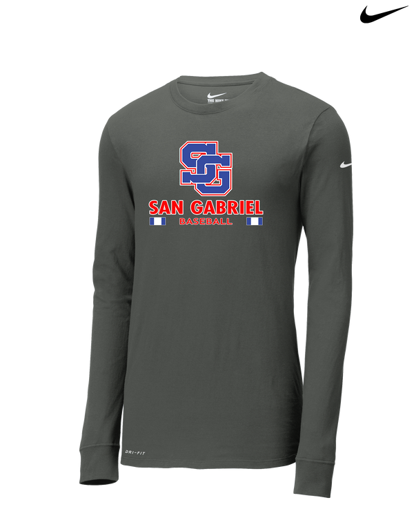 San Gabriel HS Baseball Stacked - Nike Dri-Fit Poly Long Sleeve