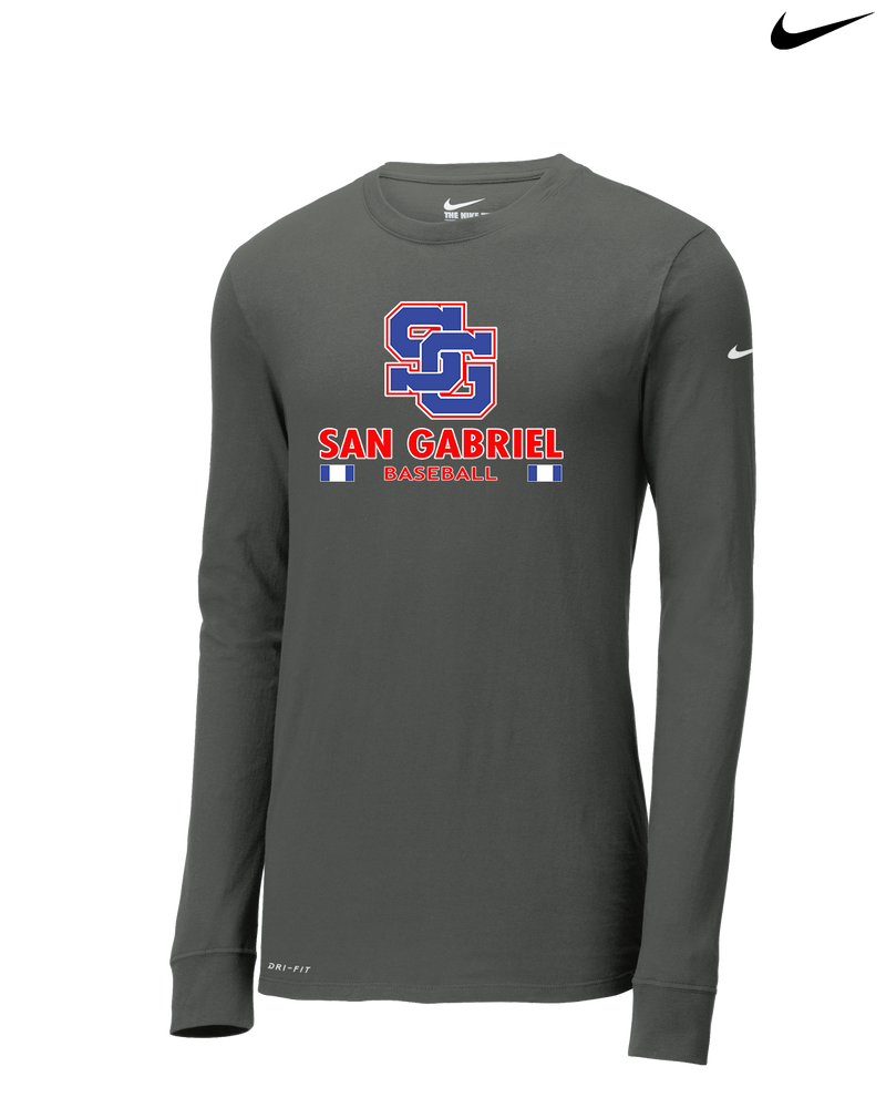 San Gabriel HS Baseball Stacked - Nike Dri-Fit Poly Long Sleeve