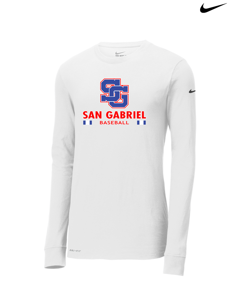 San Gabriel HS Baseball Stacked - Nike Dri-Fit Poly Long Sleeve