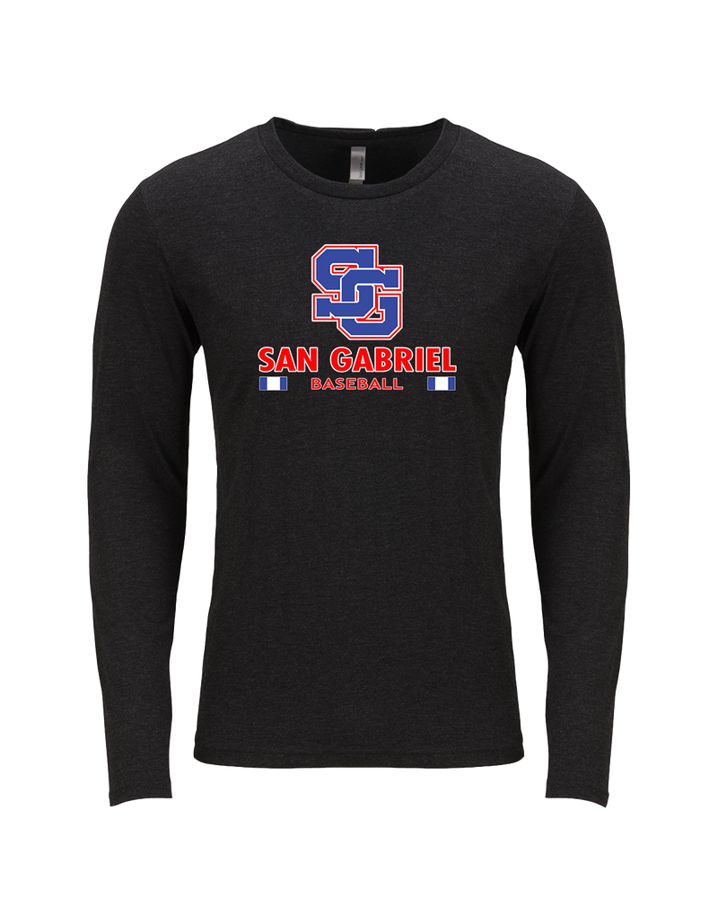 San Gabriel HS Baseball Stacked - Tri Blend Long Sleeve