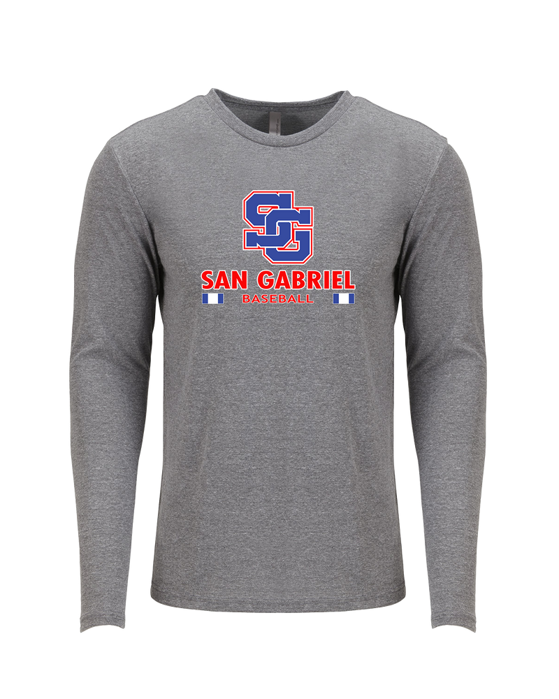 San Gabriel HS Baseball Stacked - Tri Blend Long Sleeve