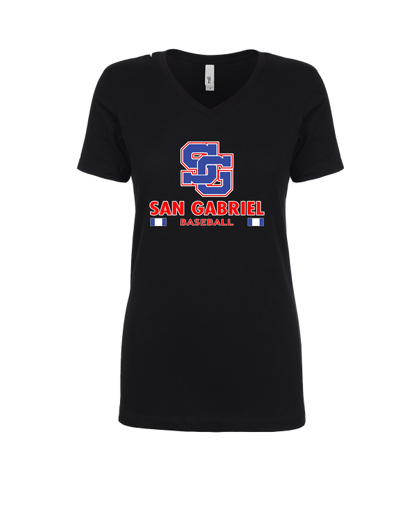 San Gabriel HS Baseball Stacked - Womens V-Neck