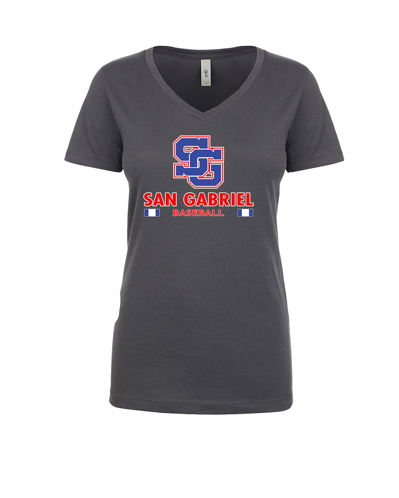 San Gabriel HS Baseball Stacked - Womens V-Neck
