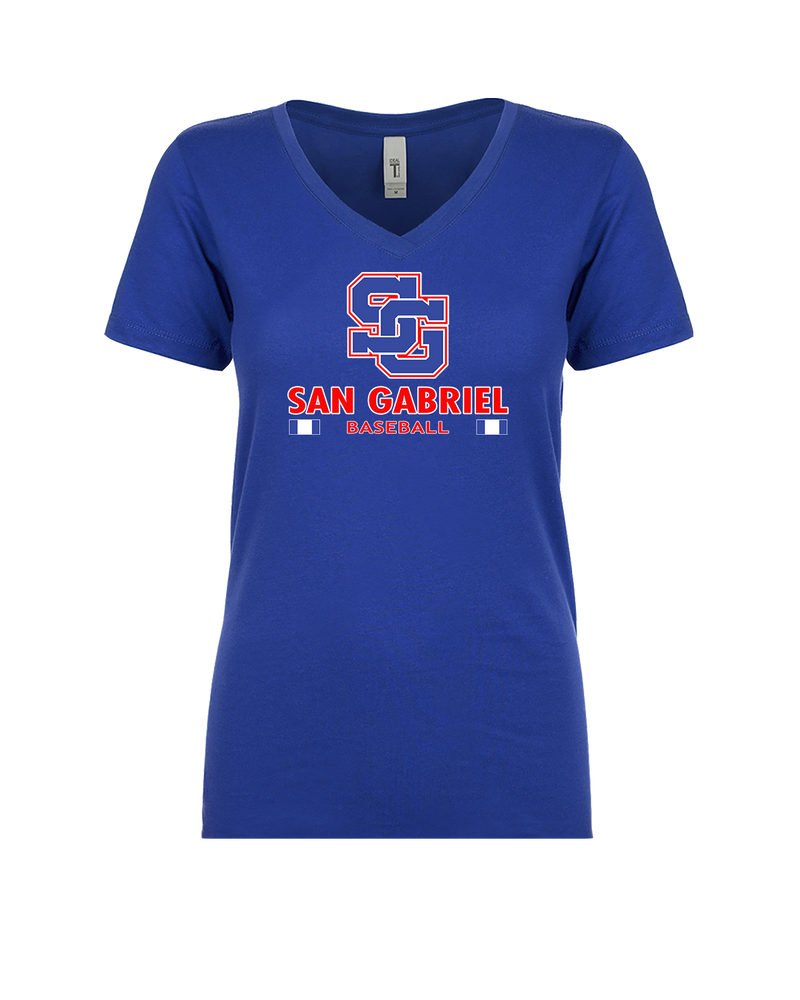 San Gabriel HS Baseball Stacked - Womens V-Neck