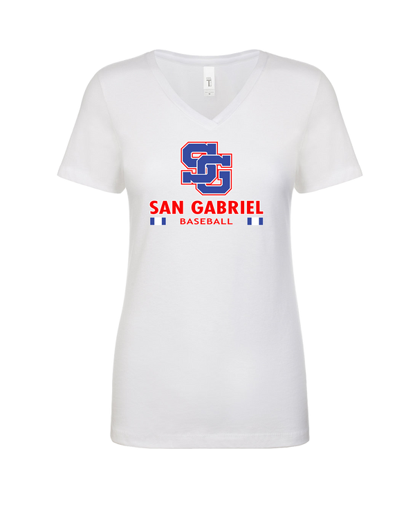 San Gabriel HS Baseball Stacked - Womens V-Neck