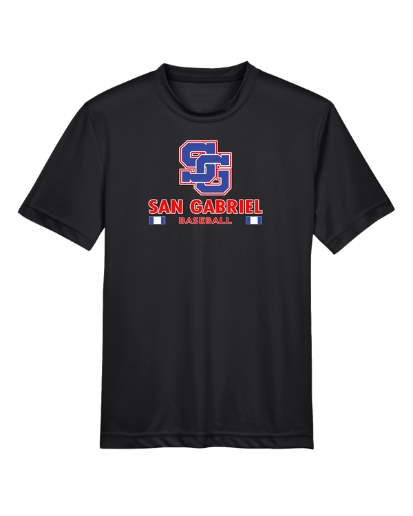 San Gabriel HS Baseball Stacked - Youth Performance T-Shirt