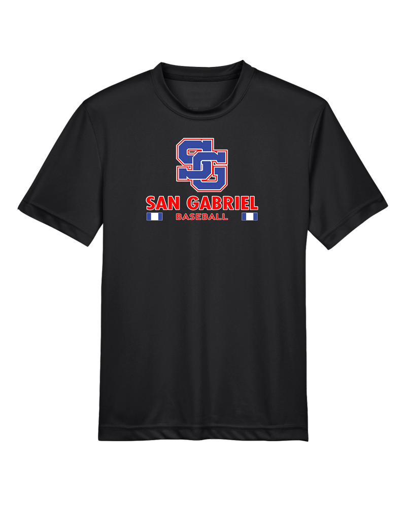 San Gabriel HS Baseball Stacked - Youth Performance T-Shirt