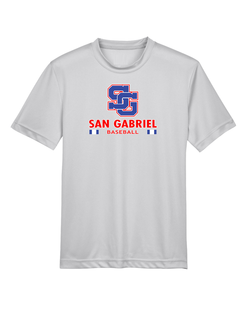 San Gabriel HS Baseball Stacked - Youth Performance T-Shirt