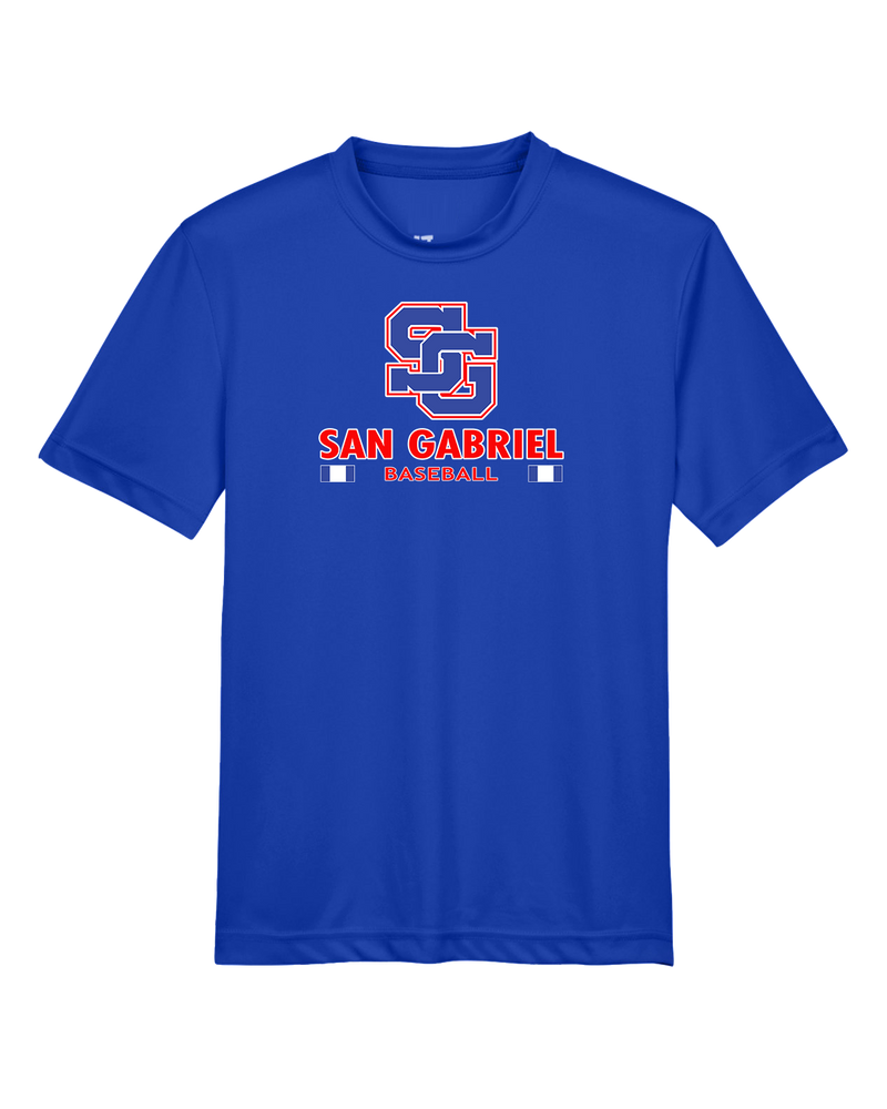 San Gabriel HS Baseball Stacked - Youth Performance T-Shirt
