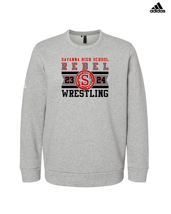 Savanna HS Wrestling Stamp - Mens Adidas Crewneck