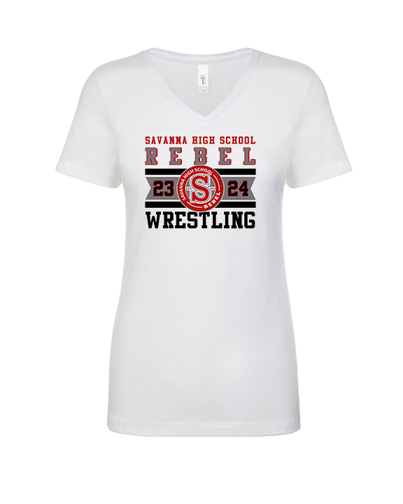 Savanna HS Wrestling Stamp - Womens Vneck