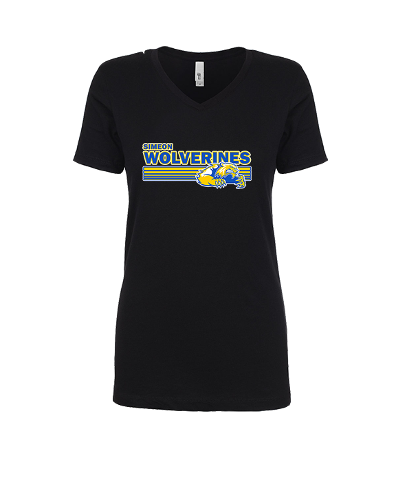 Simeon Career Academy Baseball Stripes - Womens Vneck